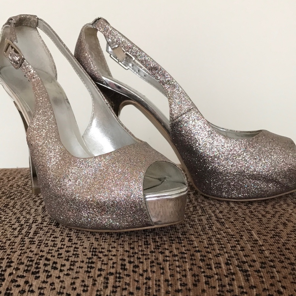 Women's sparkly peep toe heels
